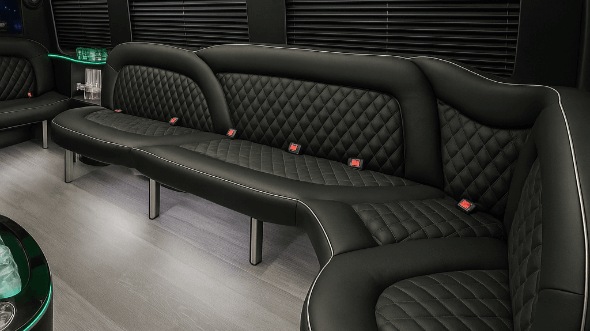 Interior of Dunwoody Party Bus Company's 14 Passenger Sprinter Limousine in Dunwoody