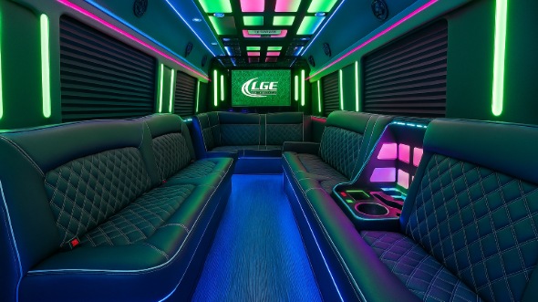 Interior of Canton Party Bus Company's 20 Passenger Party Bus in Canton