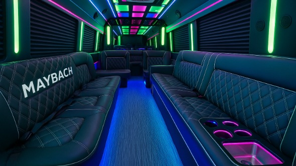 Interior of Roswell Party Bus Company's 25 Passenger Party Bus in Roswell