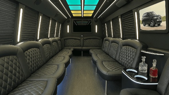 Interior of Peachtree City Party Bus Company's 30 Passenger Party Bus in Peachtree City