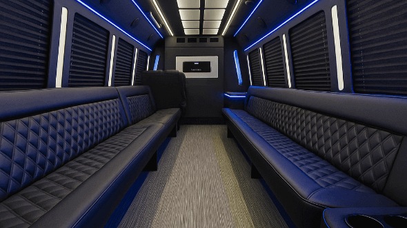 Interior of Stockbridge Party Bus Company's 30 Passenger Party Bus in Stockbridge