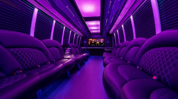 Interior of Stockbridge Party Bus Company's 40 Passenger Party Bus in Stockbridge