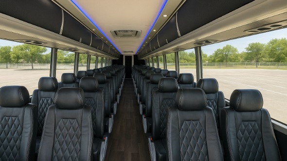 Interior of Georgia Party Bus Company's 48 Passenger Charter Bus in Georgia
