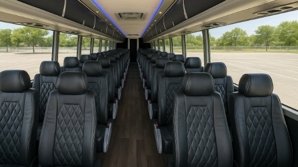 Interior of Georgia Party Bus Company's 55 Passenger Charter Bus in Georgia