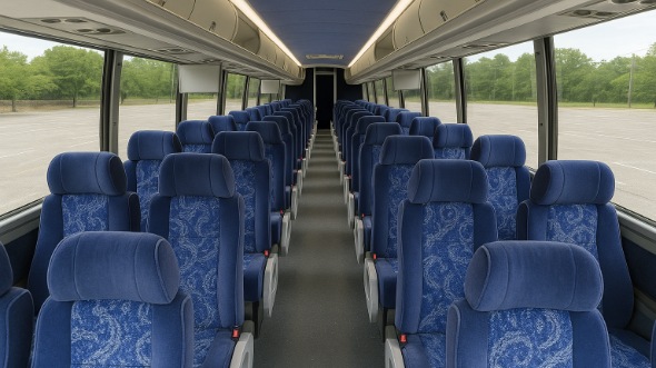 Interior of Georgia Party Bus Company's 56 Passenger Charter Bus in Georgia